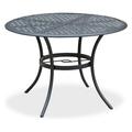Romayard 42 Inch Outdoor Dining Table Round Patio Bistro Table Powder-Coated Steel Frame Top Patio Dining Table Outdoor Furniture Garden Table with 2.1 Umbrella Hole (Black)