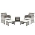 Nmkwnr 2 Chairs 2 Footstools 1 Coffee Table Gray