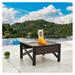 LeCeleBee Outdoor Metal Coffee Table Patio Square Side End Wicker Rattan Furniture with X Shaped Steel Legs Brown&Black