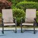 Outdoor Sling Dining Chair 2 PCS Heavy Duty Spring Motion Patio Weather Resistant Dining Chair Tan Color 300LBS