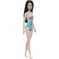 Beach Barbie Doll with Black Hair Wearing Tropical Blue Swimsuit