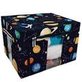 ECZJNT space planet stars zodiac Solar Storage Bag Clear Window Storage Bins Boxes Large Capacity Foldable Stackable Organizer With Steel Metal Frame For Bedding Clothes Closets Bedrooms