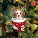 Christmas Dog Ornament Wooden Xmas Tree Hanging Sign Statues Decors Pen FAST 9CP1