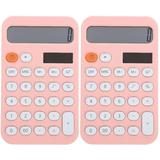 2 Pack 12- Calculator Calculators for School Students Plastic Basic Small Pink Electronic Component Office