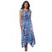 Plus Size Women's Stretch Knit Hanky Hem Maxi Dress by Jessica London in Ocean Abstract Animal (Size 14/16)