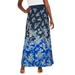 Plus Size Women's Stretch Knit Maxi Skirt by The London Collection in Navy Paisley Print (Size 12) Wrinkle Resistant Pull-On Stretch Knit