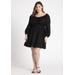 Plus Size Women's Puff Sleeve Linen Mini Dress by ELOQUII in Black Onyx (Size 28)