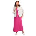 Plus Size Women's Stretch Denim Jacket by Woman Within in White Flowers (Size 20 W)