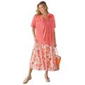 Plus Size Women's Short-Sleeve Denim Jacket by Woman Within in Sweet Coral (Size 12 W)