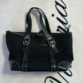 Coach Bags | Coach Mini Handbag Black Purse With Design And Zipper And Pockets | Color: Black/Silver | Size: Os