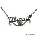 Disney Jewelry | Disney Silver “Abigail” Name Sony Rhinestone Mini Personalized Necklace | Color: Gray/Silver | Size: Os