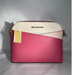 Michael Kors Bags | Michael Kors Jet Set Medium Crossbody Leather Handbag | Color: Pink/White | Size: Os