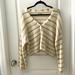 American Eagle Outfitters Sweaters | American Eagle Small Button Down Cardigan Cropped Sweater Cream Tan Striped | Color: Cream/Tan | Size: Xs