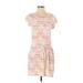 Tommy Hilfiger Casual Dress - Mini Scoop Neck Short sleeves: Ivory Print Dresses - Women's Size Small