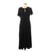 J.Jill Casual Dress - A-Line Keyhole Short sleeves: Black Solid Dresses - Women's Size Medium Petite