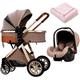 Baby Pushchair Portable and Lightweight Stroller 2 in 1 Baby Stroller for Toddlers Foldable Pram Buggy Gift Christmas Blanket, Aluminum Alloy Pushchair with Adjustable Backrest Cup Holder (C