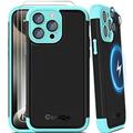 COOLQO Magnetic for iPhone 15 Pro Case 2X[Tempered Glass Screen Protector+Camera Lens Protectors] Mil-Grade Shockproof Protective Phone Case for iPhone 15 Pro, Black Mint