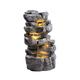 Rock Stone Cascade Water Feature with White LED Lights (70cm Tall) | 5 Tier Cascading Water Feature, Self Contained, Outdoor - 42 x 38 x 70cm