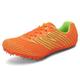 Track and Field Shoe Men Women Lightweight Spikes and Sprint Sneakers Breathable Athletics Shoes for High and Long Jump,Orange,6 UK