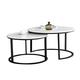 Modern Nest of Tables Set of 2 Coffee Table Sofa Side End Table Living Room Large table 70x70x45 cm Small table 55x55x40cm, Marble-Tabletop