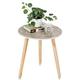 Hanobe Small Round Side Table: Boho Floral End Tables for Living Room Bohemian Accent Bedside Table White Bedroom Nightstand Farmhouse Home Decor Decorative with 3 Wood Legs, Easy Assembly