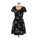 Pink Rose Casual Dress: Black Floral Dresses - Women's Size Medium