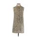 Equipment Casual Dress - Shift High Neck Sleeveless: Tan Animal Print Dresses - Women's Size X-Small - Print Wash