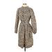 J.Crew Casual Dress Mock 3/4 sleeves: Tan Leopard Print Dresses - New - Women's Size Small Tall