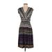 Nic + Zoe Casual Dress - Midi: Purple Aztec or Tribal Print Dresses - Women's Size Small