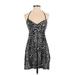 Express Casual Dress - Party V Neck Sleeveless: Black Leopard Print Dresses - Women's Size X-Small