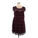 Joe Boxer Casual Dress - Mini Scoop Neck Short sleeves: Burgundy Dresses - Women's Size 3X