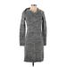 White House Black Market Casual Dress - Sweater Dress Turtleneck Long sleeves: Gray Marled Dresses - Women's Size X-Small