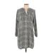 Veronica M. Casual Dress - Shift V Neck 3/4 sleeves: Gray Plaid Dresses - Women's Size Large