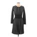 Calvin Klein Casual Dress - Sweater Dress: Gray Stripes Dresses - Women's Size Medium