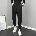 Pantalon plissé taille haute pour hommes vêtements pour hommes beau document solide printemps