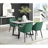 East Urban Home Carzon Marble Effect Melamine Dining Table & Chairs - Luxury Faux Leather Dining Chairs Upholstered/Metal in Gray/White | Wayfair