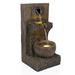 Millwood Pines Clorise Stone Powder Weather Resistant Fountain w/ LED Light in Brown | 20 H x 12 W x 10 D in | Wayfair