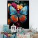 August Grove® Butterfly Pearl Patterns & Plum Framed On Canvas Print Canvas, Cotton in Blue/Orange | 20 H x 12 W x 1 D in | Wayfair