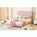 Wrought Studio™ Linen Fabric Floating Platform Bed Upholstered/Linen in Pink | 39.8 H x 50.4 W x 80.3 D in | Wayfair