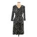 Donna Karan New York Casual Dress - A-Line V-Neck 3/4 sleeves: Black Dresses - Women's Size Large