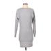 Athleta Casual Dress - Bodycon High Neck 3/4 sleeves: Gray Print Dresses - Women's Size 2X-Small