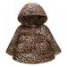 Winter Kids Girls Down Parkas Leopard-print Padded Jacket Floral Pattern Hooded Coat Plush Children Outwear Coat 6M-4Y