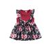 Girls Spring A-line Dress Sleeveless Bow Front Floral Print Dress