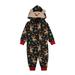 CHUOU Parent Child Christmas Matching Family Christmas Siamese Pajamas Sets Deer Head Embroidery Hooded Romper Zipper Jumpsuit Loungewear Kid