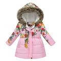 IROINNID Winter Coat for Kids Discount Floral Print Thick Jacket Warm Windproof Hooded Coat Outerwear Pink