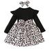 Toddler Outfits For Girls Boys Fall Baby Kids Long Sleeve Patchwork Leopard Print Princess Dress With Headbands Set 2Pcs Baby Outfit Sets Black 4 Years-5 Years