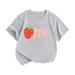 Ykohkofe Little Children And Big Kids ONE Strawberry Cartoon Print Boys And Girls Tops Short Sleeved T Shirts Baby Outfits Baby Bodysuit Take Home Outfit baby clothes