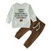 Rovga Outfit For Children Toddler Boys Girls Thanksgiving Day Long Sleeve Letter Prints T Shirt Pullover Tops Pants Outfits