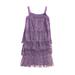 Huakaishijie Toddler Girl Tassel Dress Sleeveless Square Neck Zip Back Dance Dress