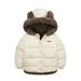 PURJKPU Toddler Puffer Jacket Girls Winter Coats Hoodie Windproof Lightweight Outerwear With Bear Ear Hoodie White 130